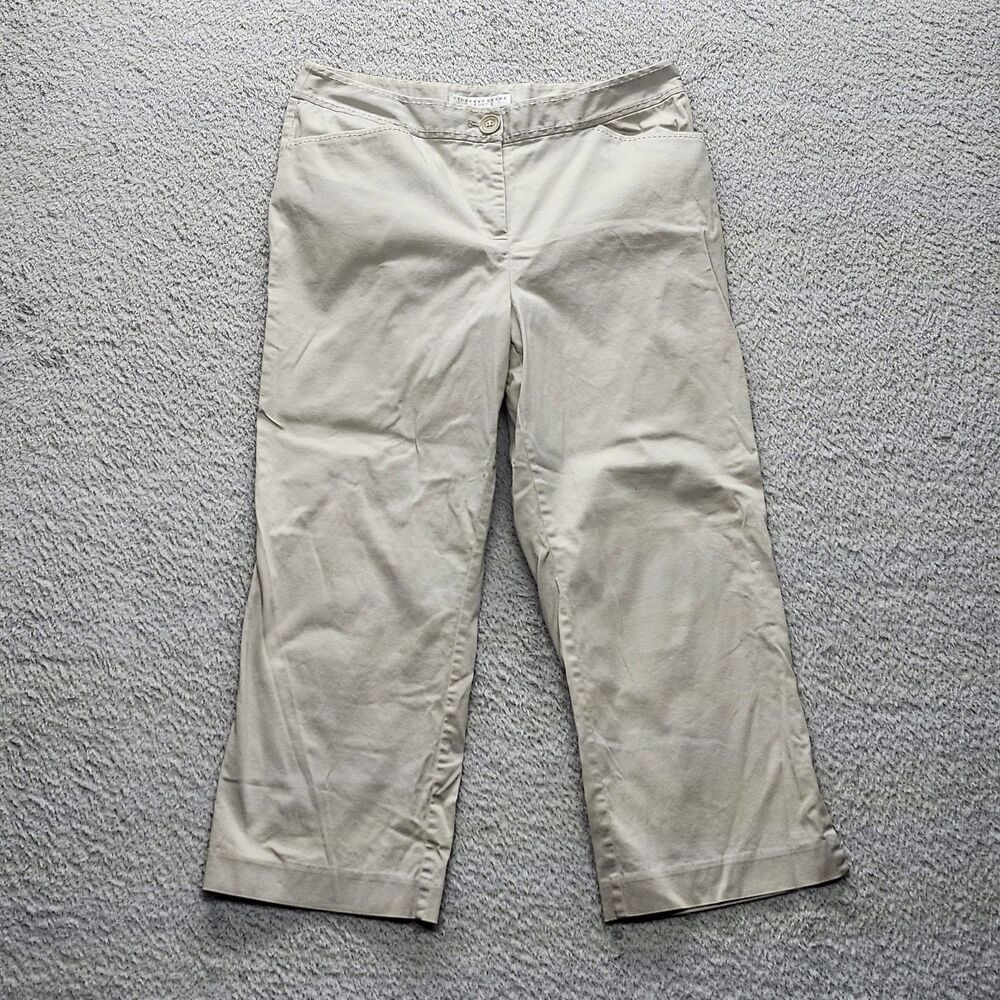 Geoffrey Beene Sport Stretch Cotton Blend Women's Beige Casual Pants Size 14